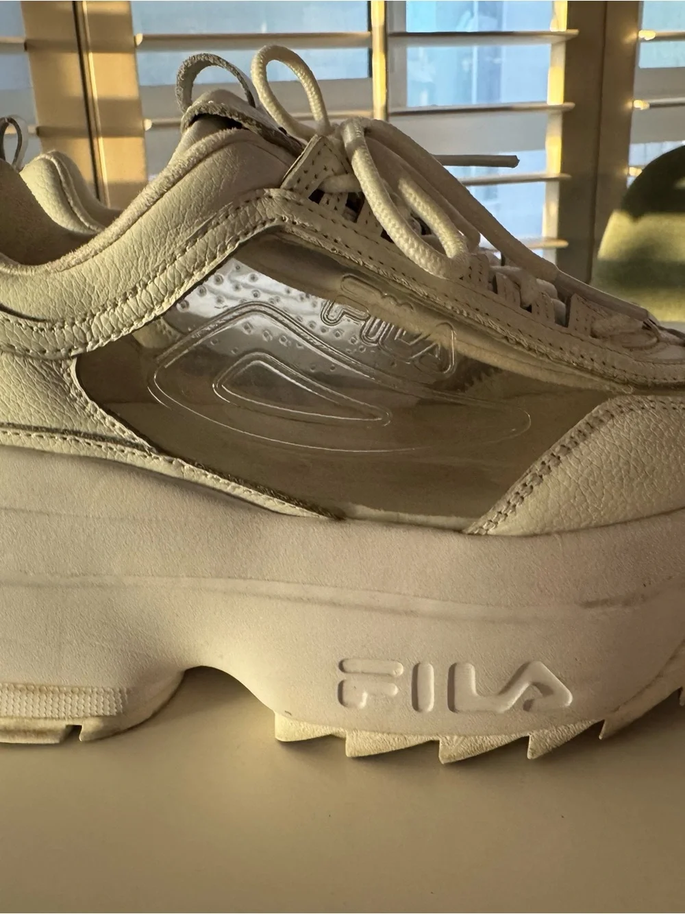 FILA White and Clear Platform Disruptor II - Barneys New York exclusive